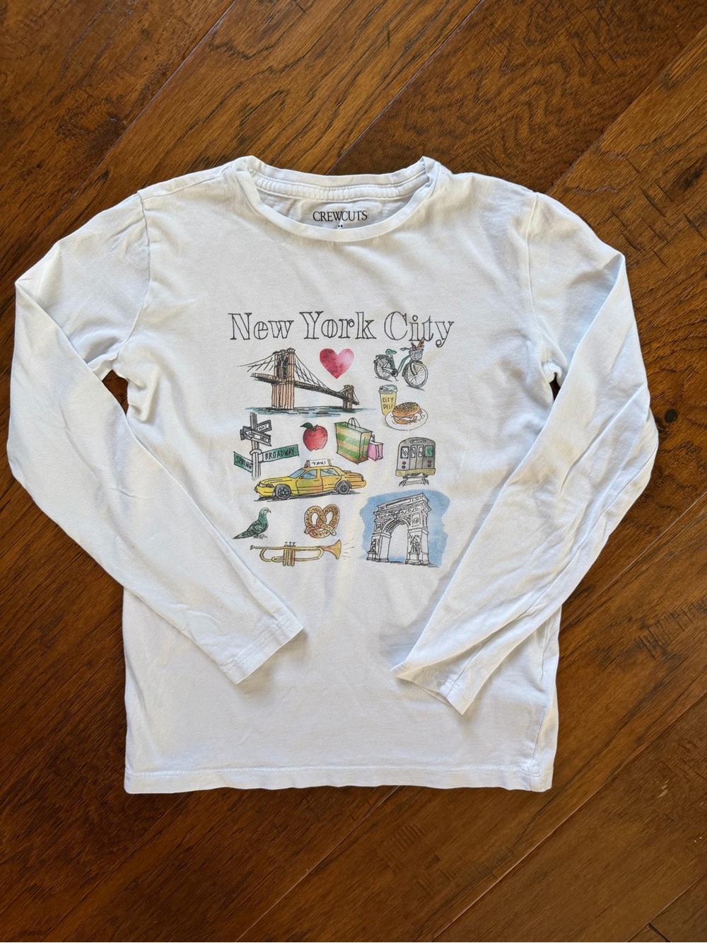 Crewcuts White Long-Sleeve Tee with New York City Icons